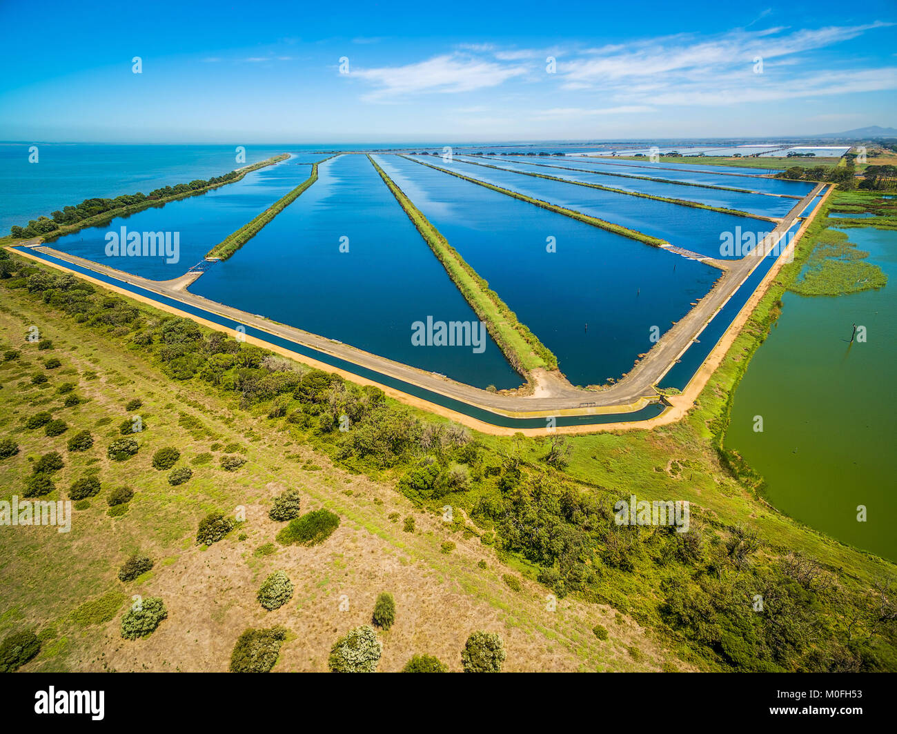 Aerial view of waste water treatment plant pools in Melbourne, Australia Stock Photo Alamy
