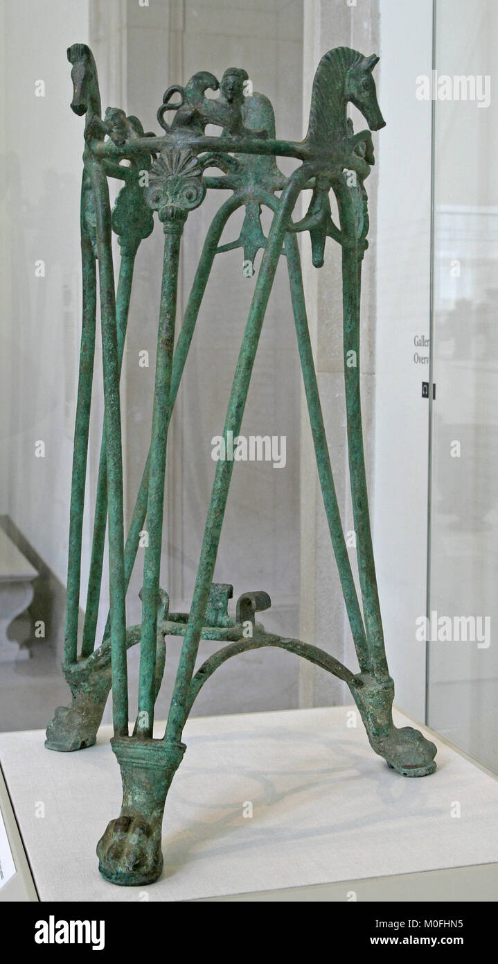 Bronze rod tripod stand Greek early 6th century BC, Archaic Period, The