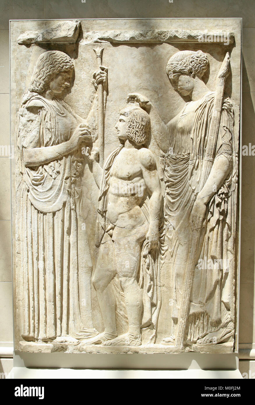 Ten marble fragment relief of the great Eleusinian relief, Roman 27 BC-14 AD, Augustan Period, The Metropolitan Museum of Art (The Met), Upper Manhatt Stock Photo