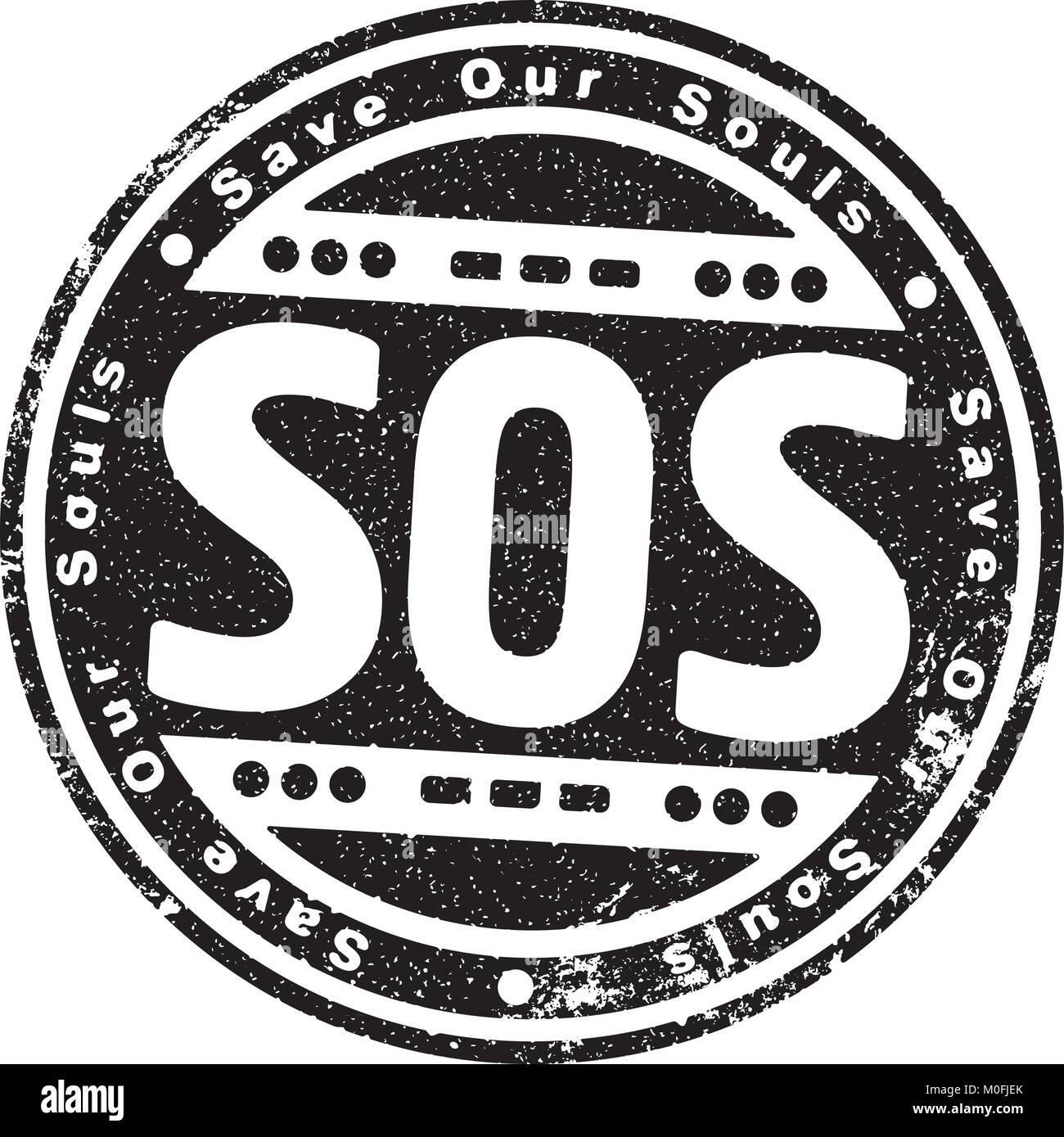 Rubber Stamp With The Words Sos Save Our Souls And Morse Code