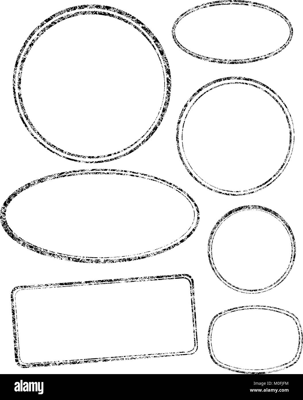 Set of seven grunge vector templates for rubber stamps Stock Vector ...