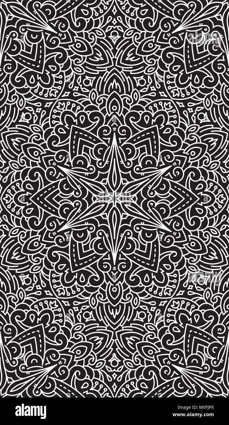Seamless Abstract Tribal Black-White Pattern. Hand Drawn Ethnic Texture ...