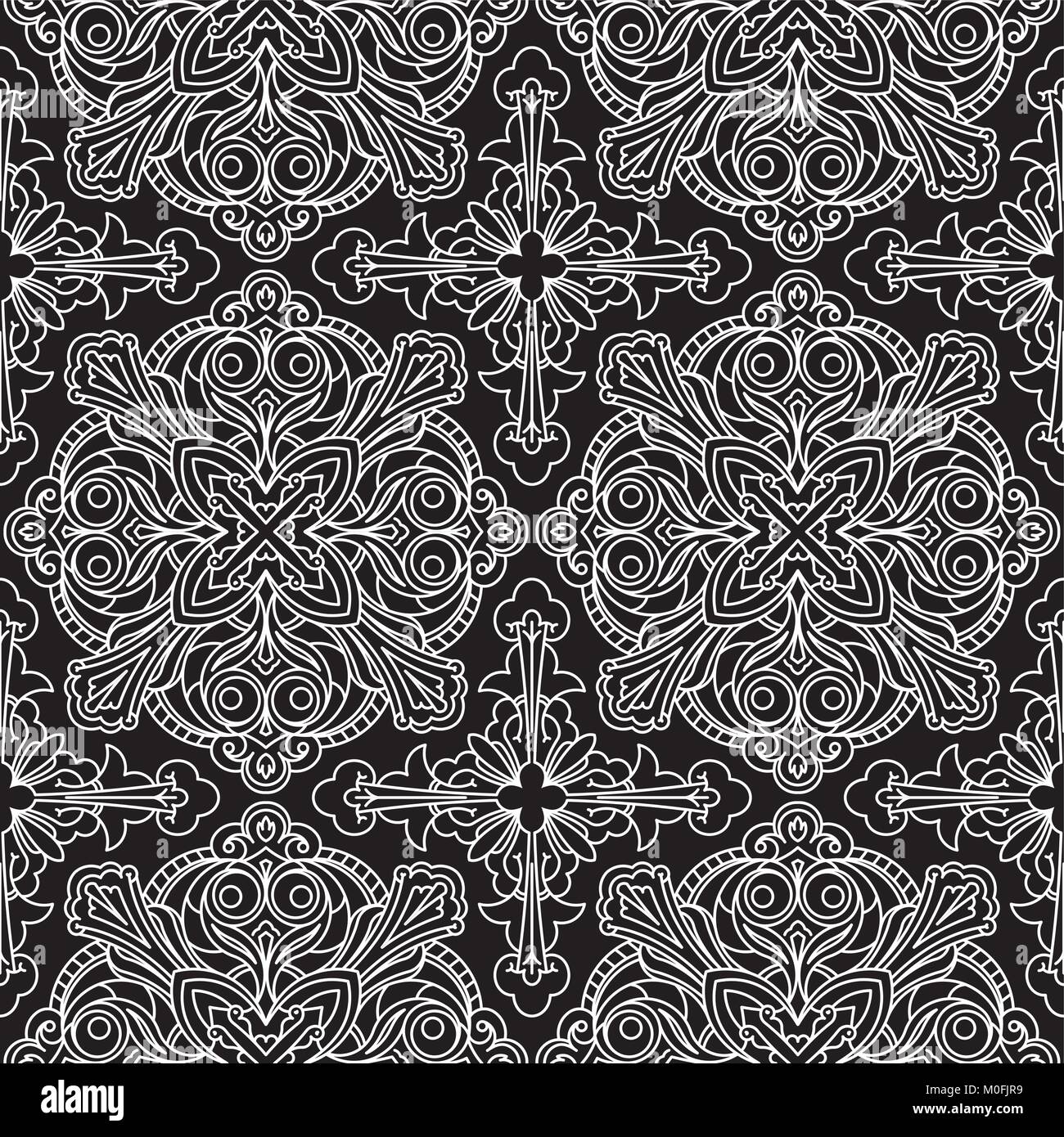 Seamless Abstract Tribal Black-White Pattern. Hand Drawn Ethnic Texture ...
