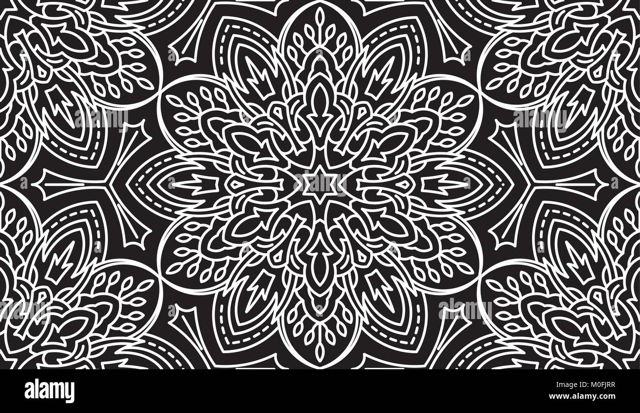 Seamless Abstract Tribal Black-White Pattern. Hand Drawn Ethnic Texture ...