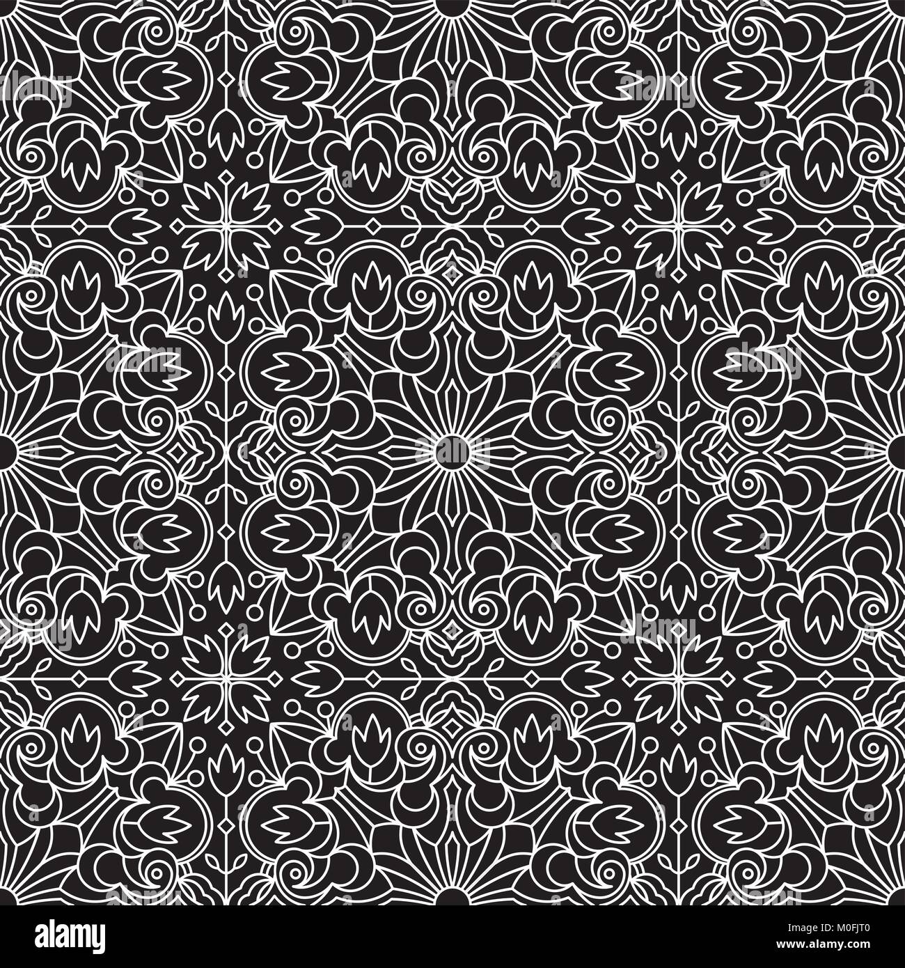 Seamless Abstract Tribal Black-White Pattern. Hand Drawn Ethnic Texture ...