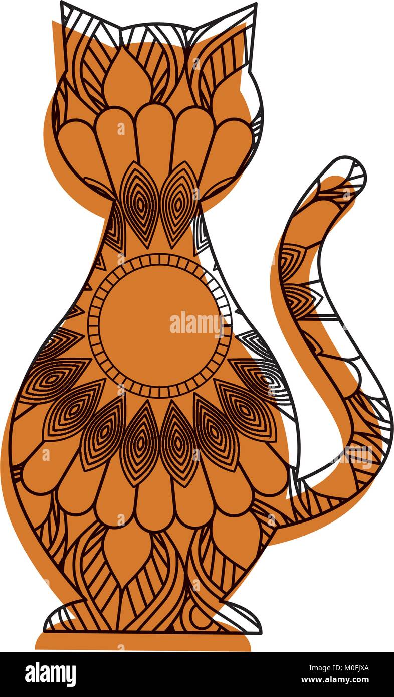 hand drawn for adult coloring pages with cat zentangle Stock Vector