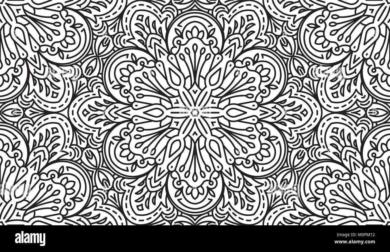 Seamless Abstract Tribal Black-White Pattern. Hand Drawn Ethnic Texture ...