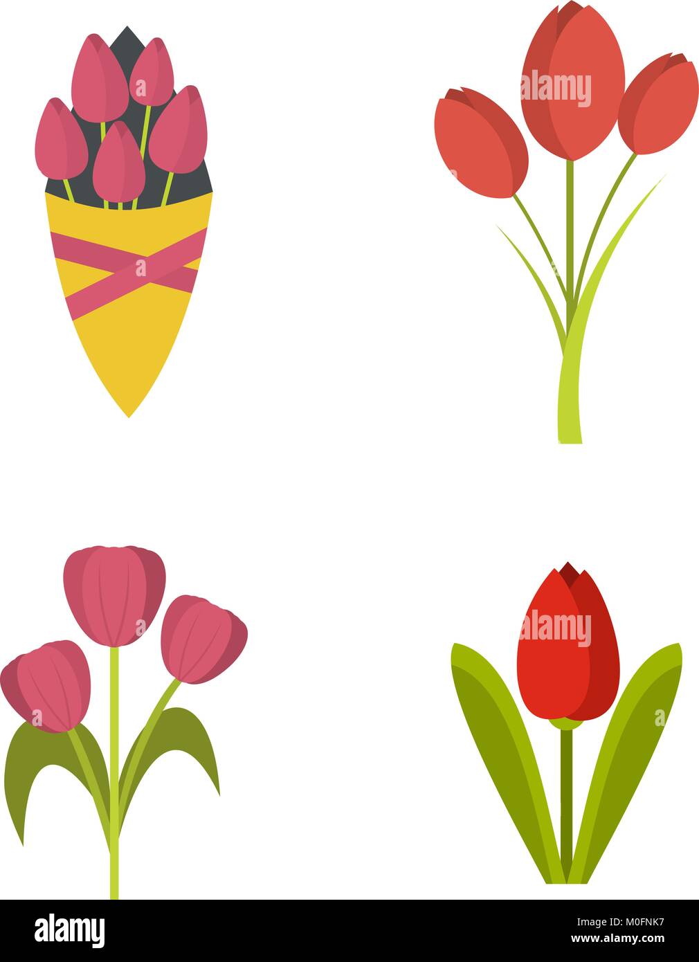 Tulips icon set, flat style Stock Vector Image & Art - Alamy