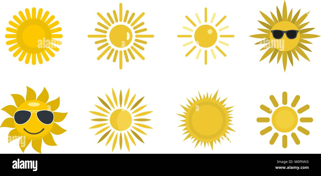 Sun icon set, flat style Stock Vector Image & Art - Alamy