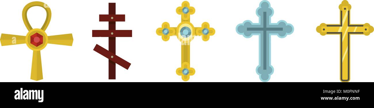 Cross icon set, flat style Stock Vector Image & Art - Alamy