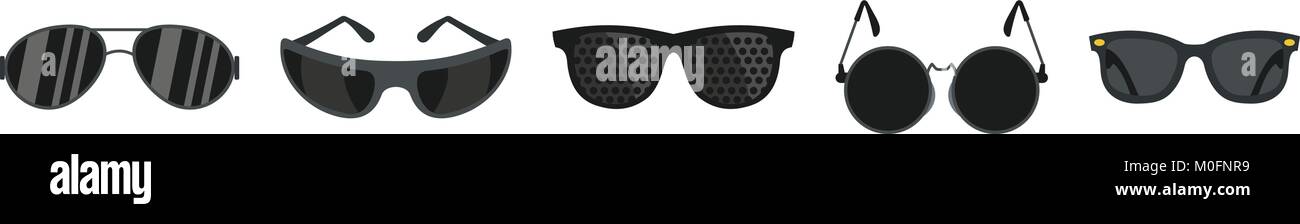Black glasses icon set, flat style Stock Vector Image & Art - Alamy