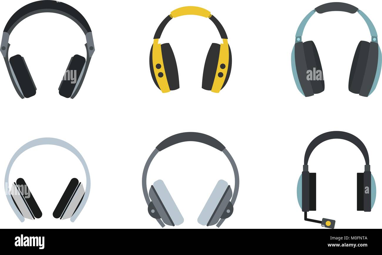 Headphones icon set, flat style Stock Vector Image & Art - Alamy