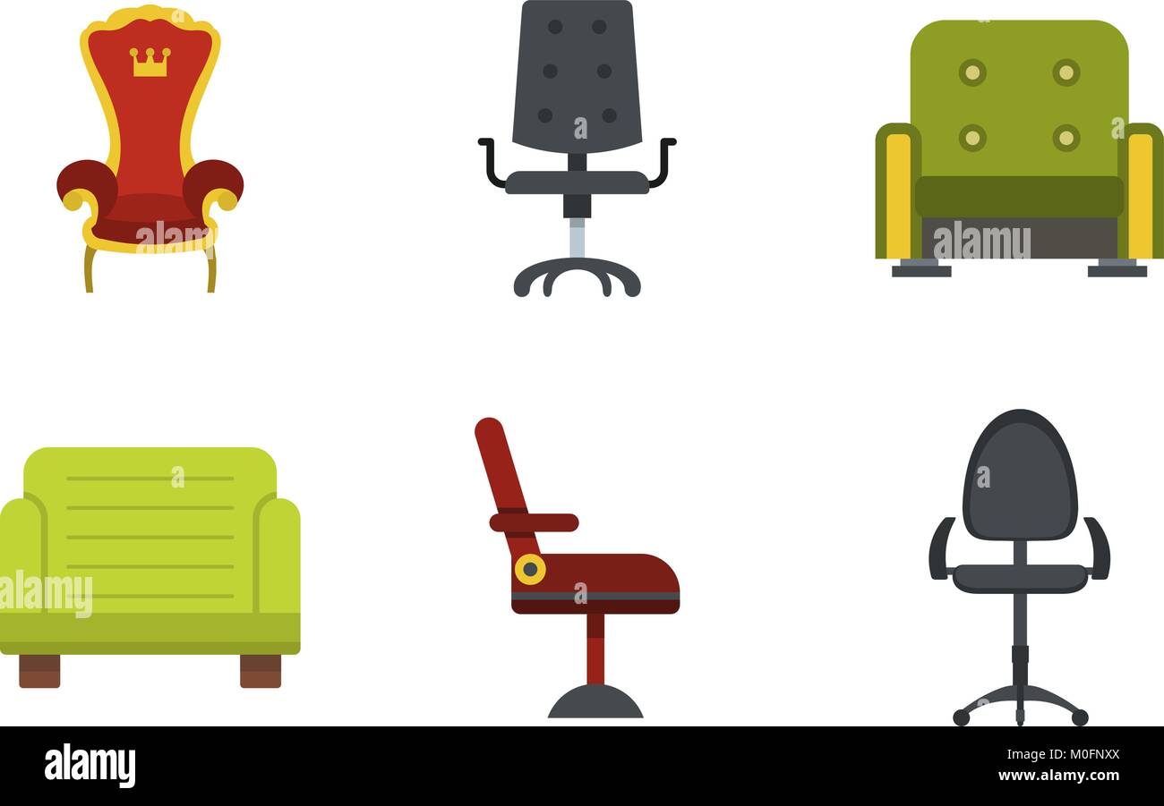 Armchair icon set, flat style Stock Vector Image & Art - Alamy