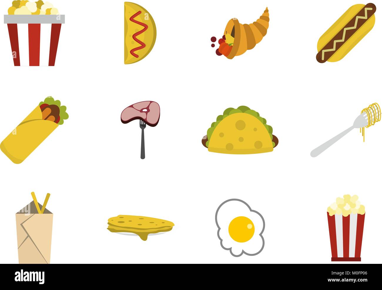 Food icon set, flat style Stock Vector Image & Art - Alamy