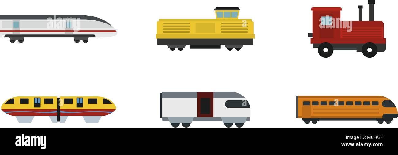 Train icon set, flat style Stock Vector Image & Art - Alamy