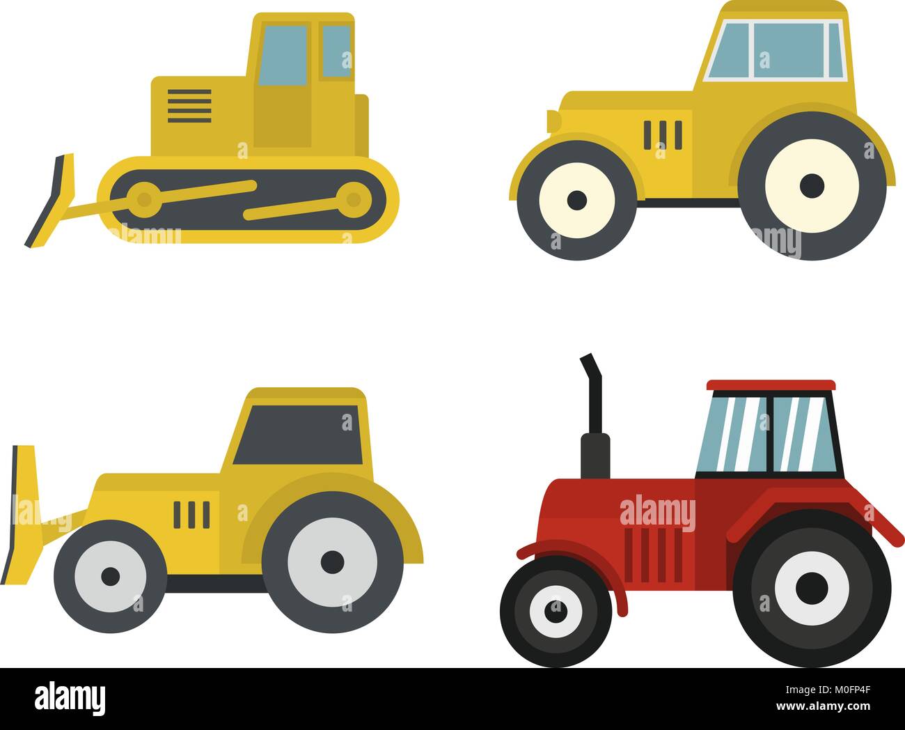 Tractor icon set, flat style Stock Vector Image & Art - Alamy