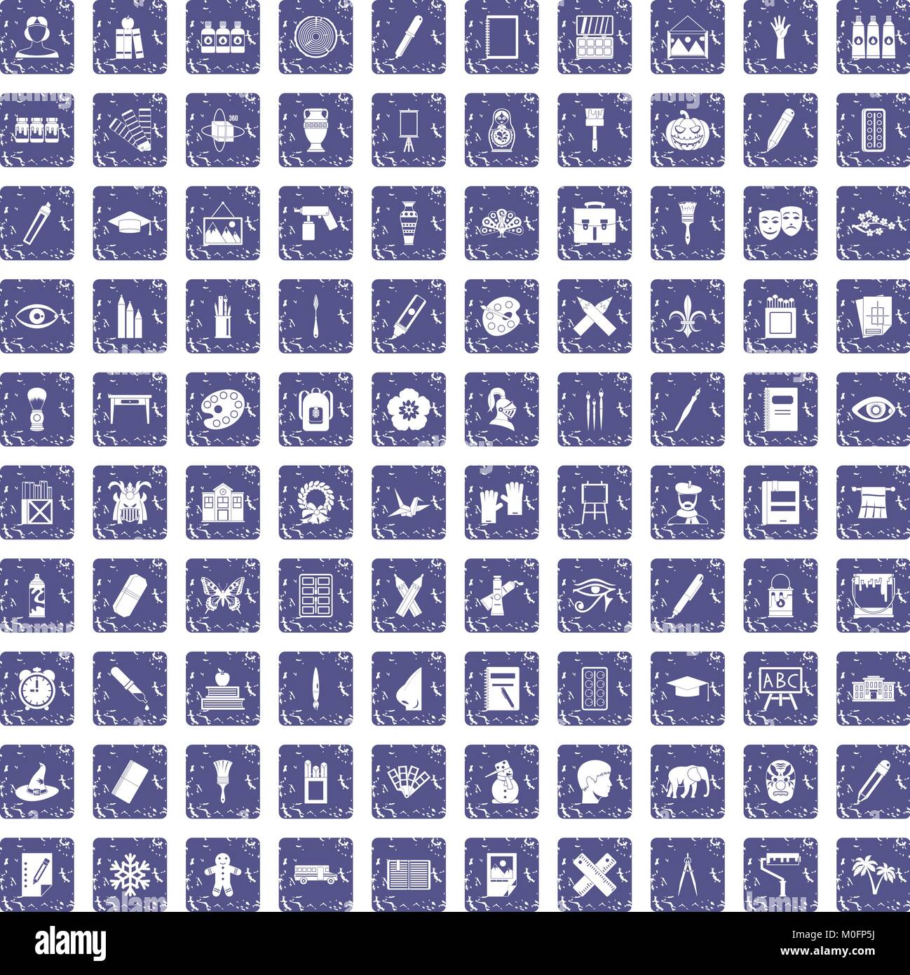 100 paint school icons set grunge sapphire Stock Vector Image & Art - Alamy