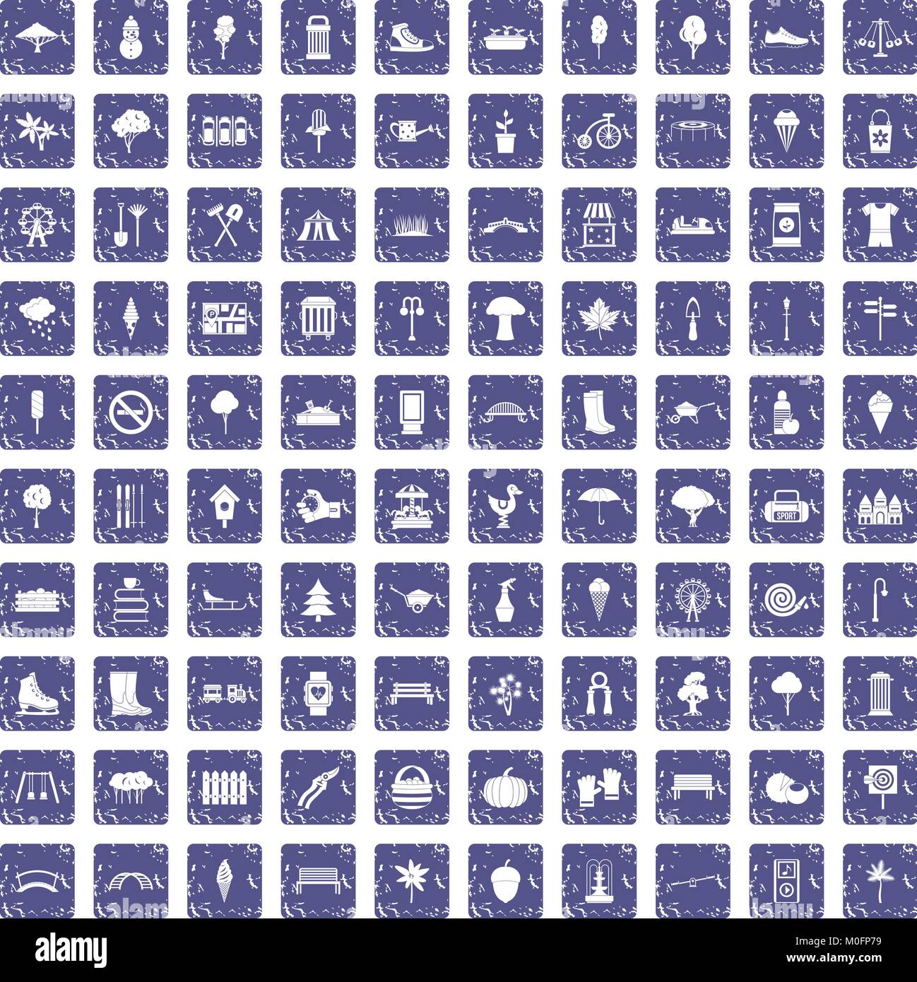 100 park icons set grunge sapphire Stock Vector Image & Art - Alamy