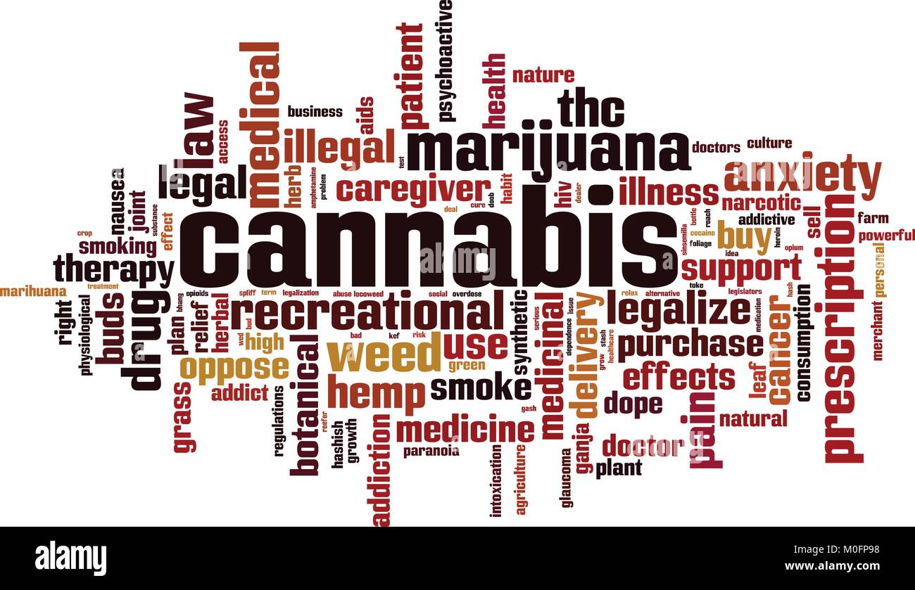 Cannabis word cloud concept. Vector illustration Stock Vector