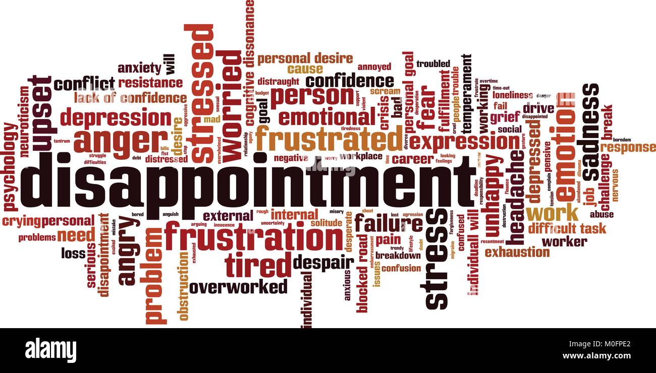 Disappointment word cloud concept. Vector illustration Stock Vector