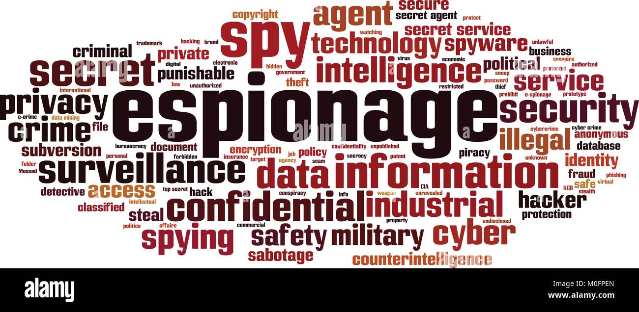 Espionage word cloud concept. Vector illustration Stock Vector