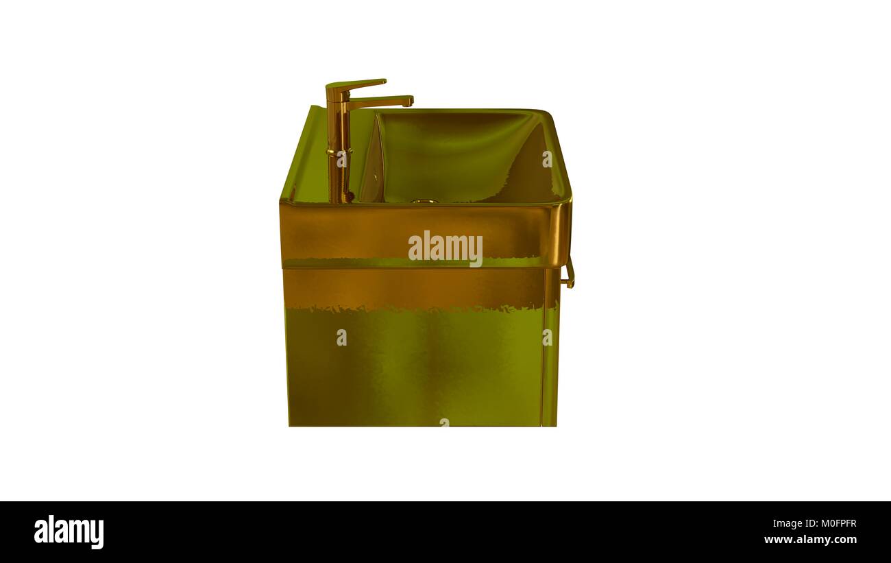3d rendering of a golden object isolated on white Stock Photo - Alamy