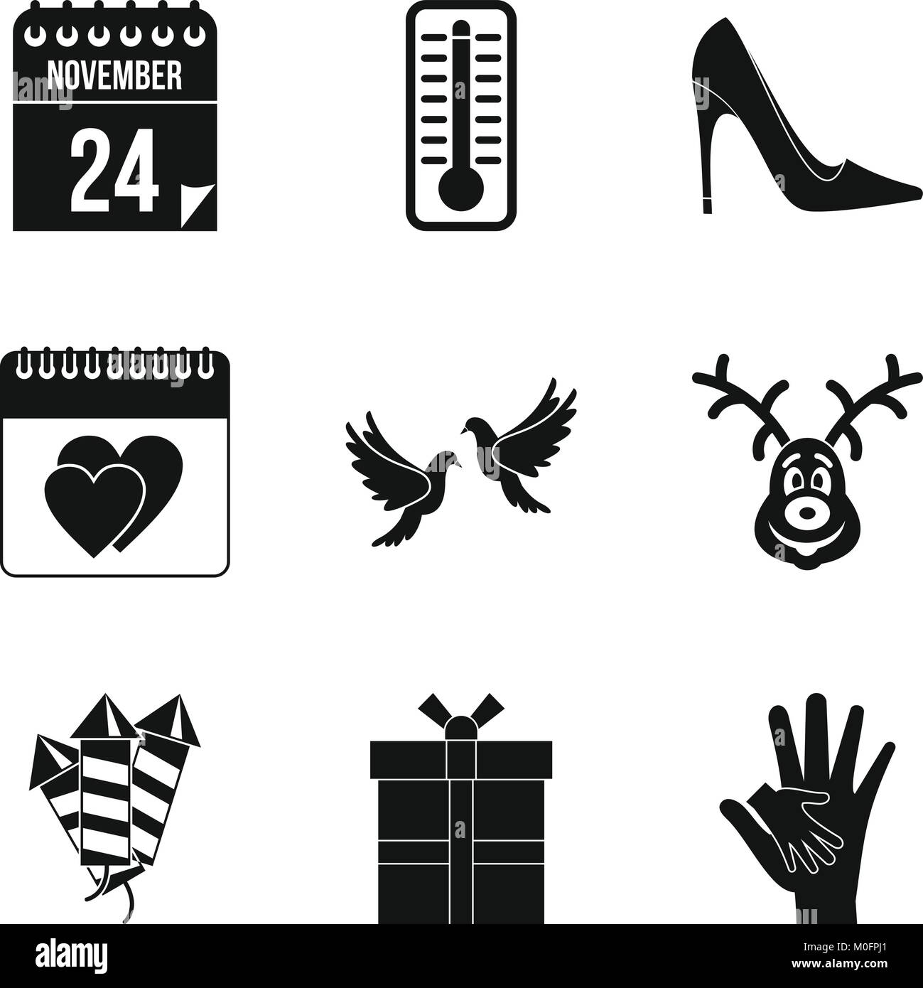 Excellent performance icons set, simple style Stock Vector