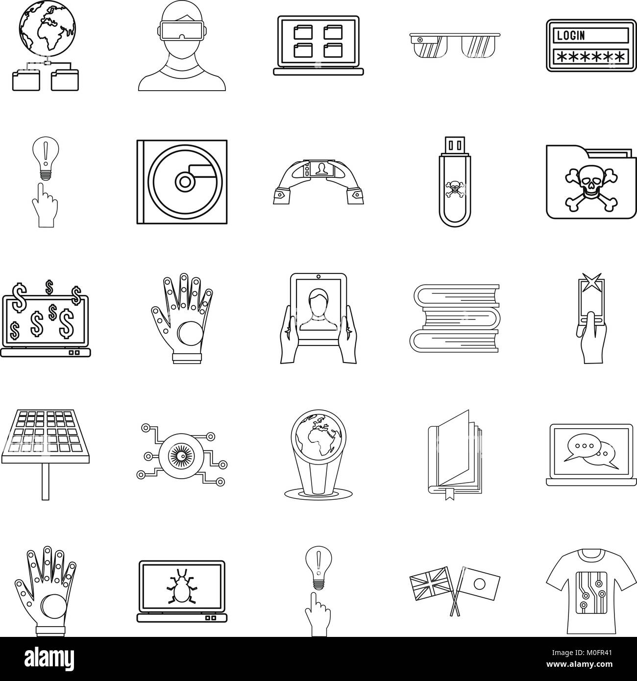 Cyber learning icons set, outline style Stock Vector Image & Art - Alamy