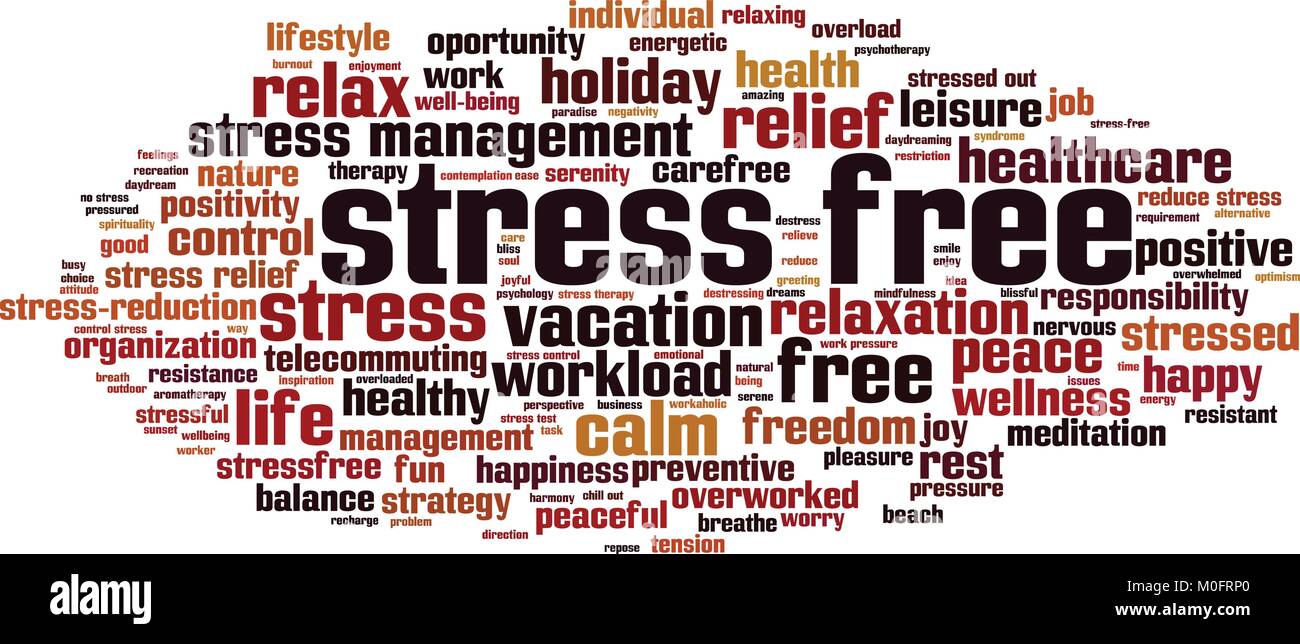 Stress free word cloud concept. Vector illustration Stock Vector