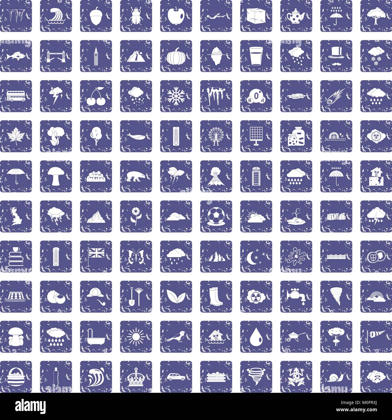 100 rain icons set grunge sapphire Stock Vector Image & Art - Alamy