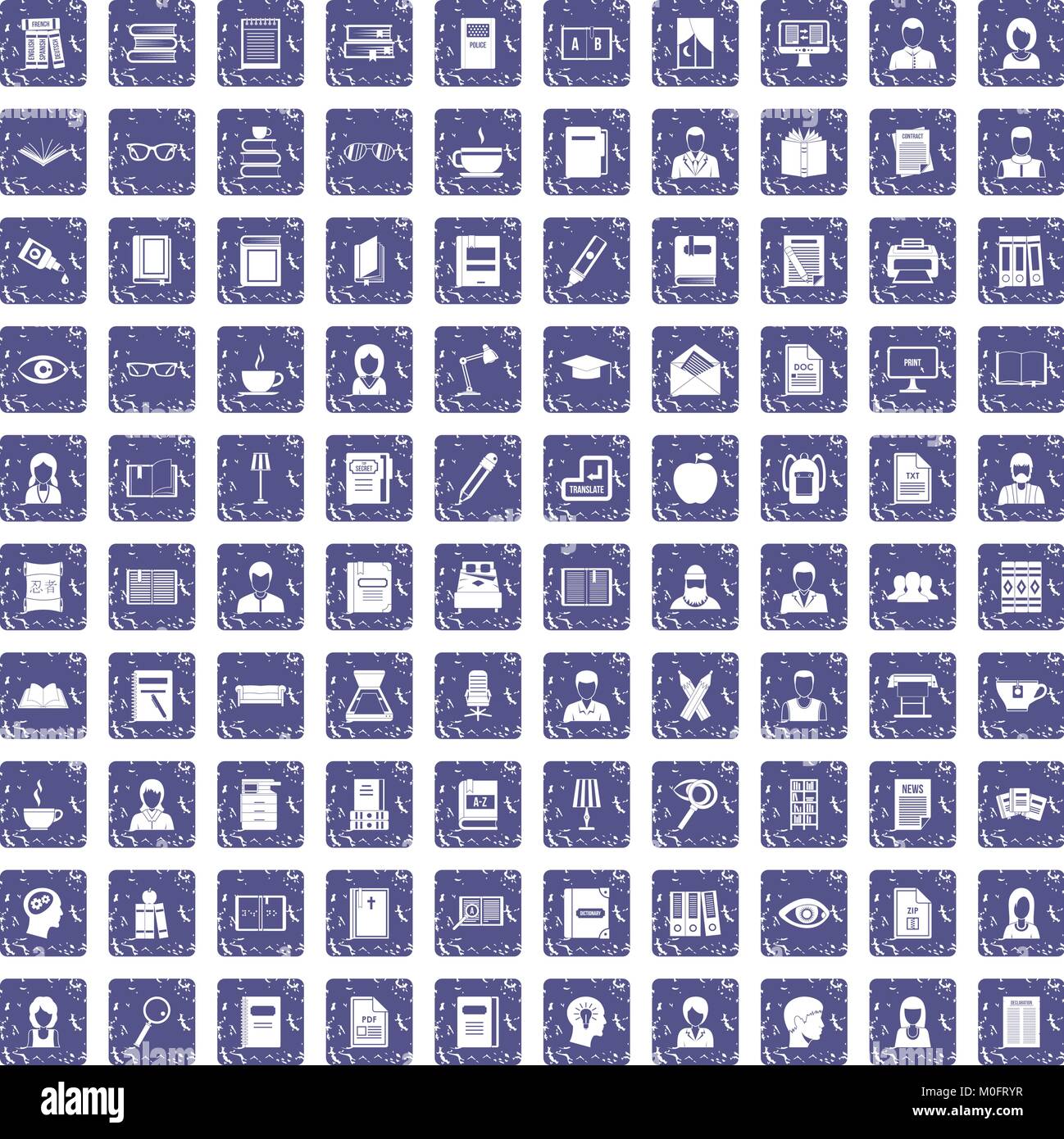 100 reader icons set grunge sapphire Stock Vector Image & Art - Alamy