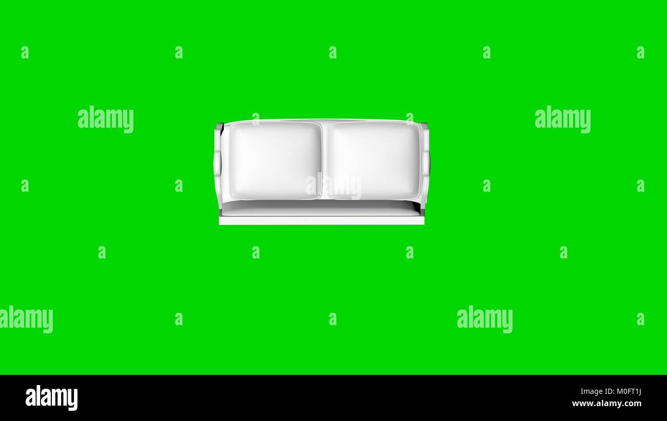 3d rendering of a white chair isolated on green background top view Stock Photo