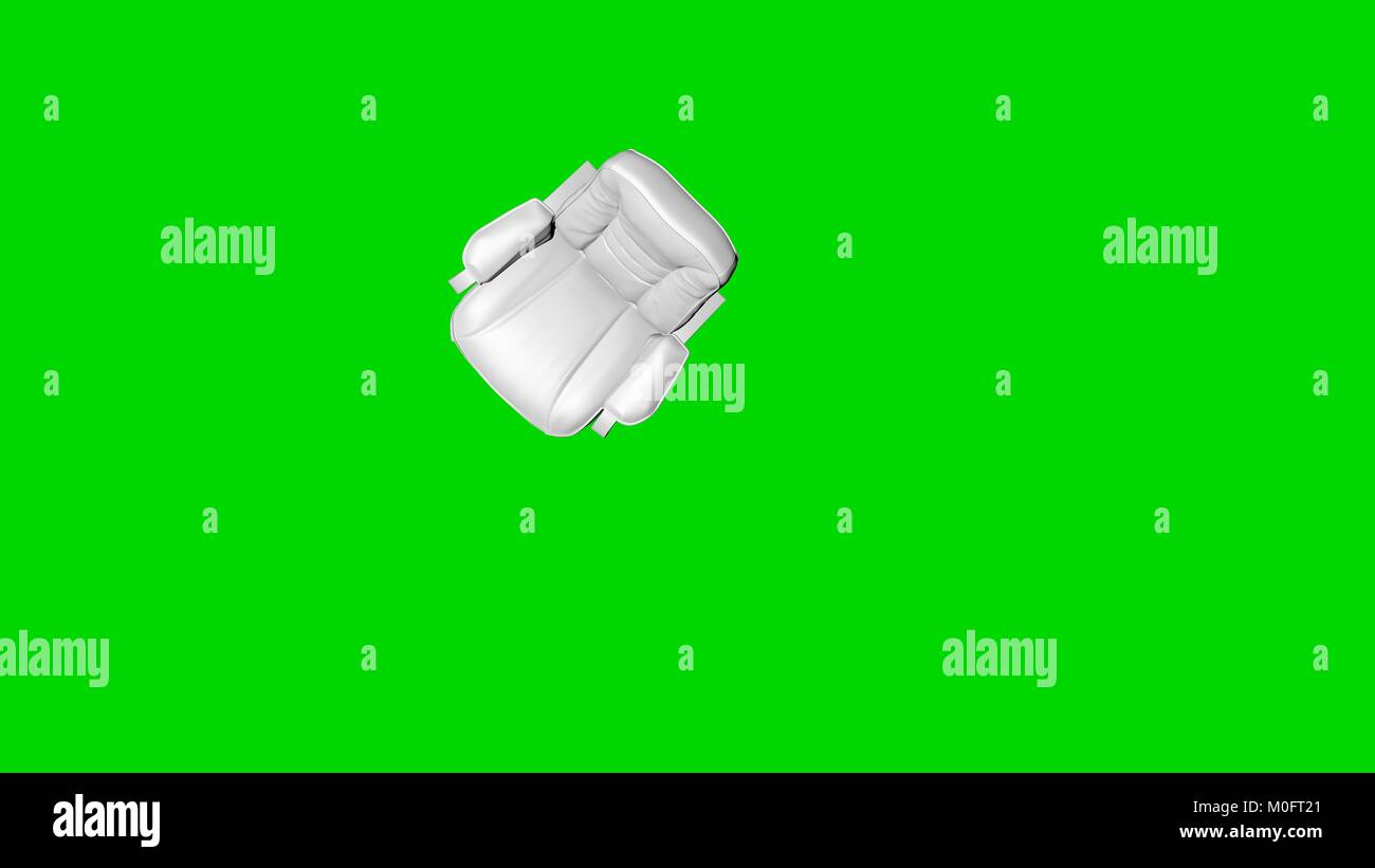 3d rendering of a white chair isolated on green background top view Stock Photo