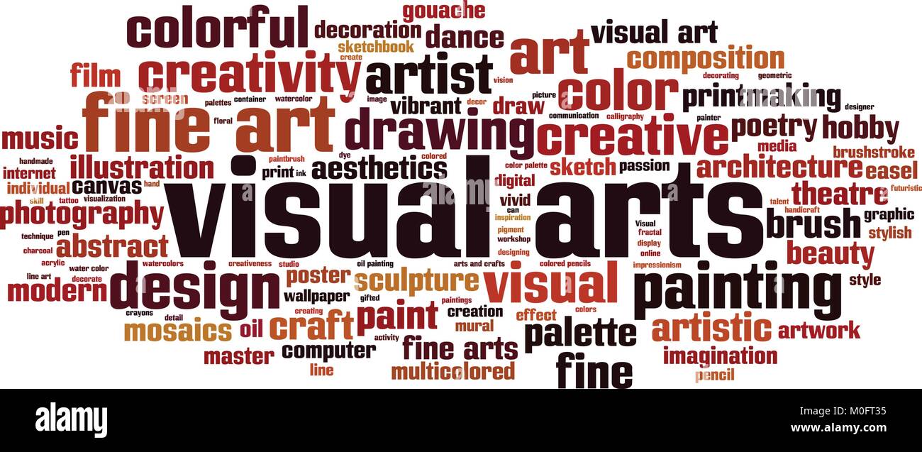 Visual arts word cloud concept. Vector illustration Stock Vector