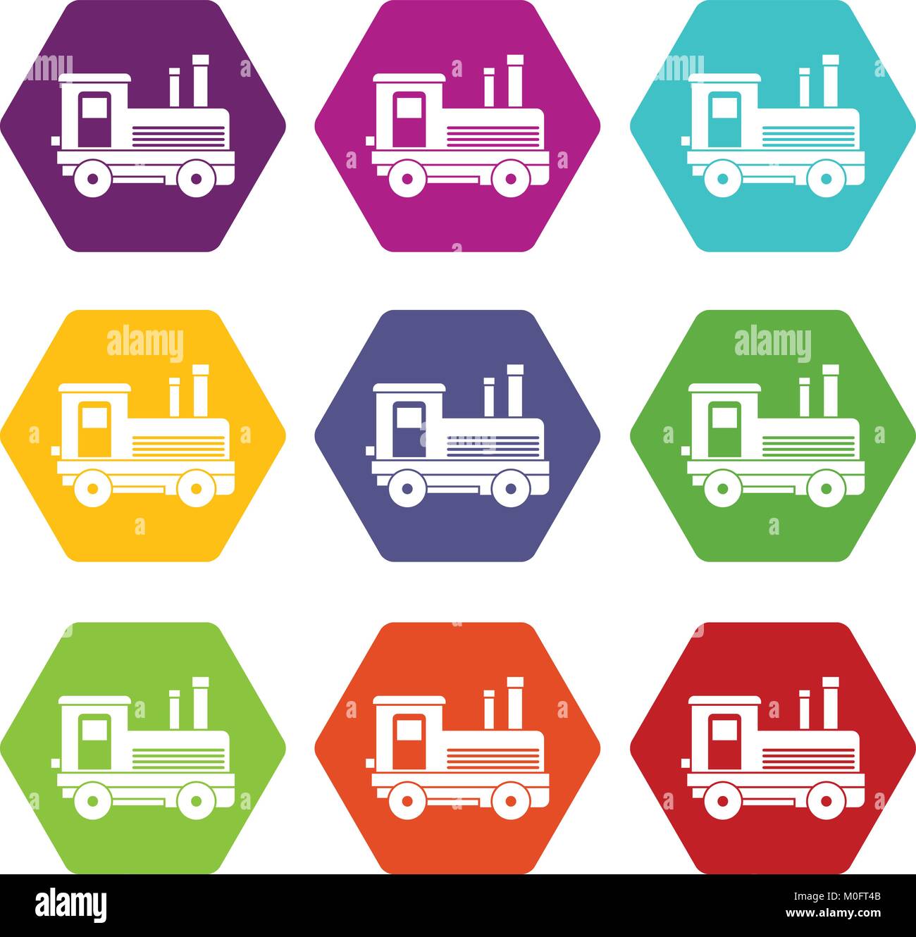Locomotive icon set color hexahedron Stock Vector Image & Art - Alamy