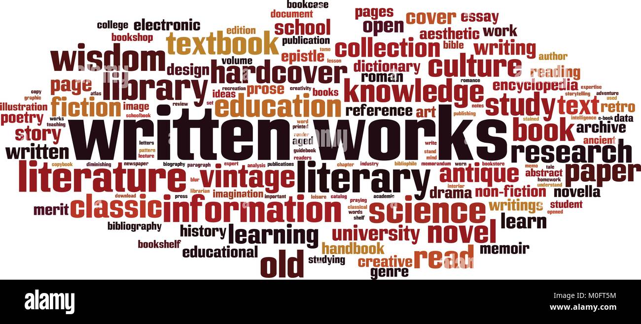 Written works word cloud concept. Vector illustration Stock Vector ...