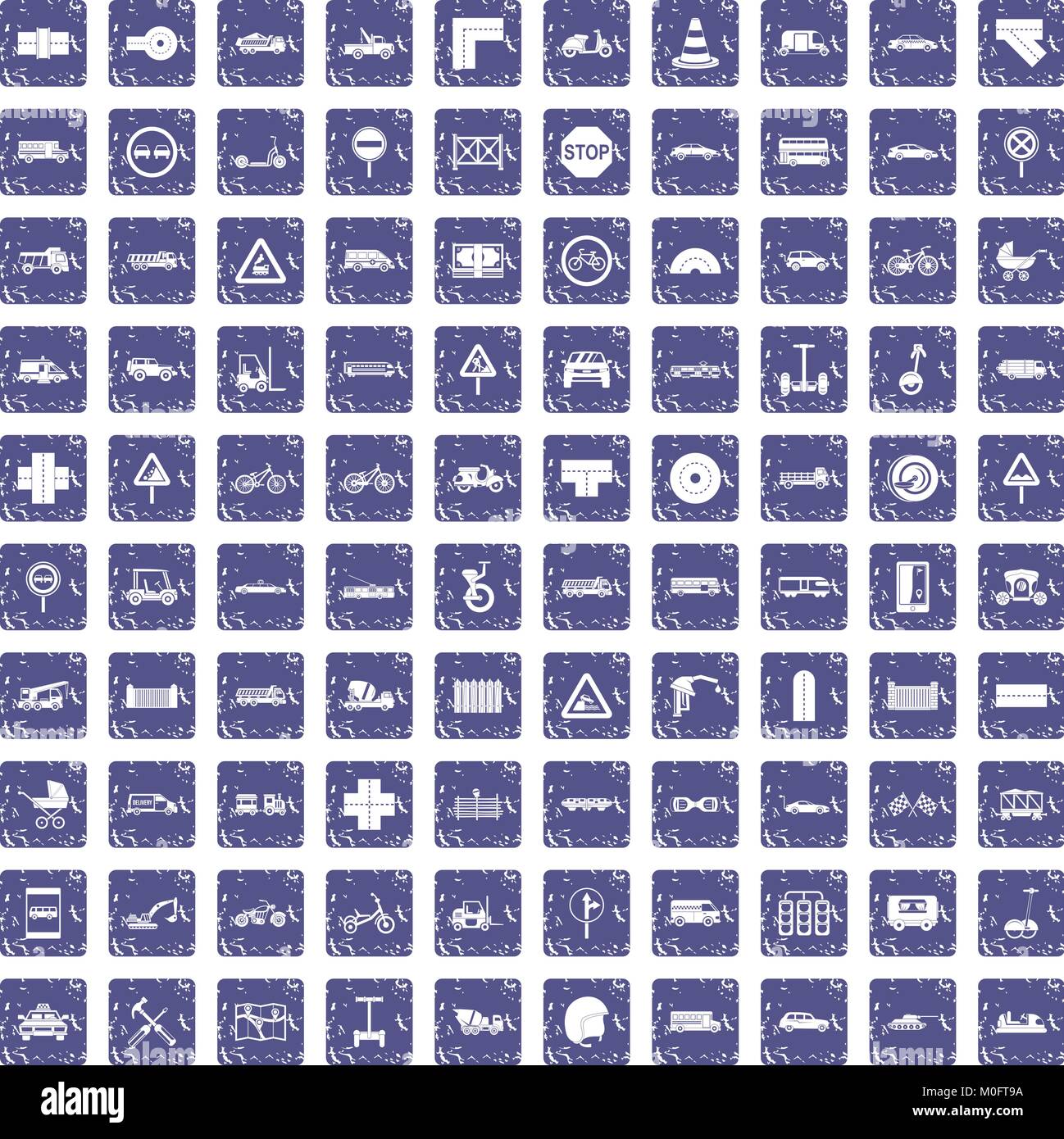100 road icons set grunge sapphire Stock Vector Image & Art - Alamy