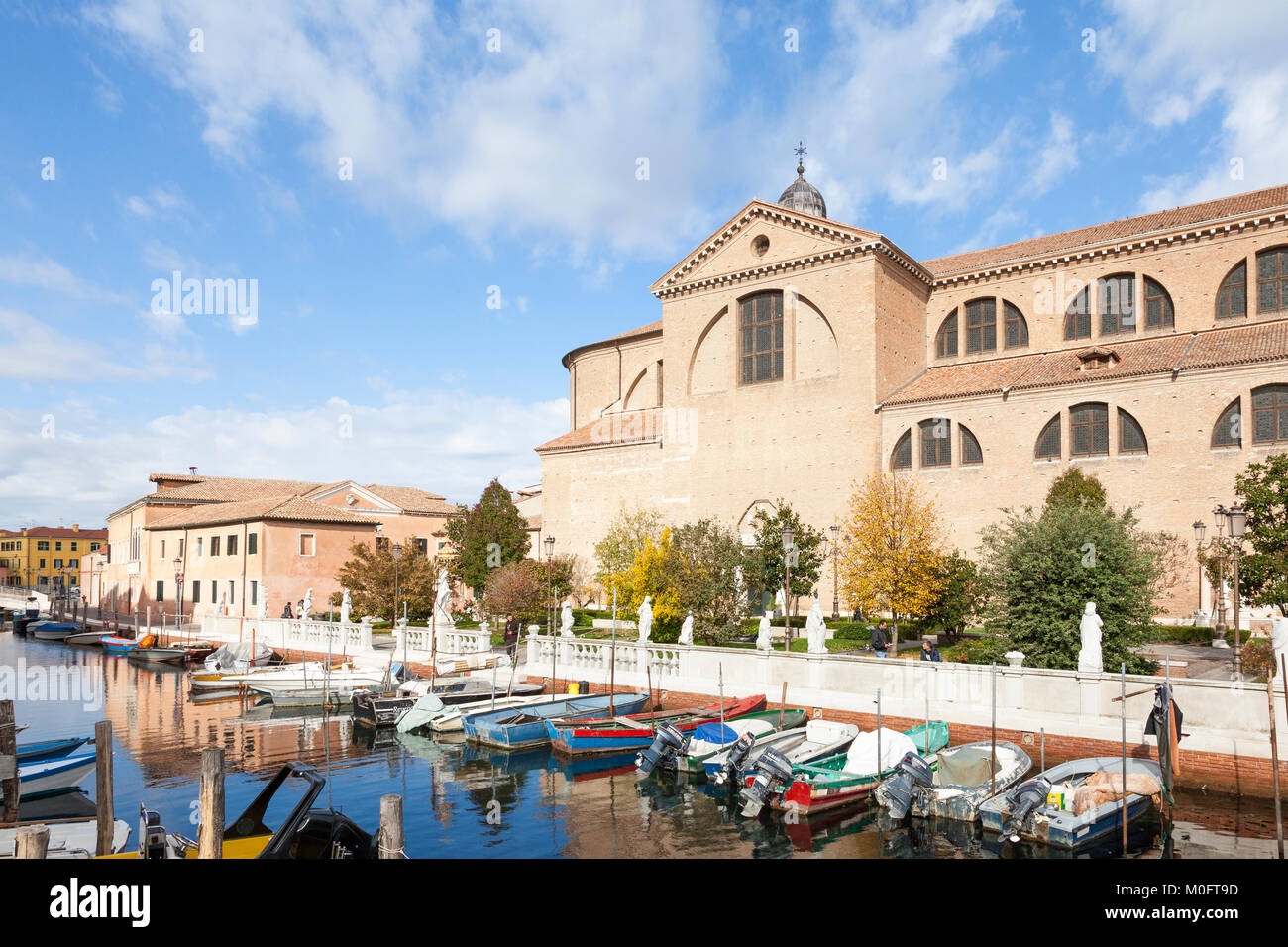 The Duomo or Cathedral of Santa Maria Assunta, Chioggia, Southern lagoon, Venice,  Veneto, Italy on Canal Perottolo Stock Photo