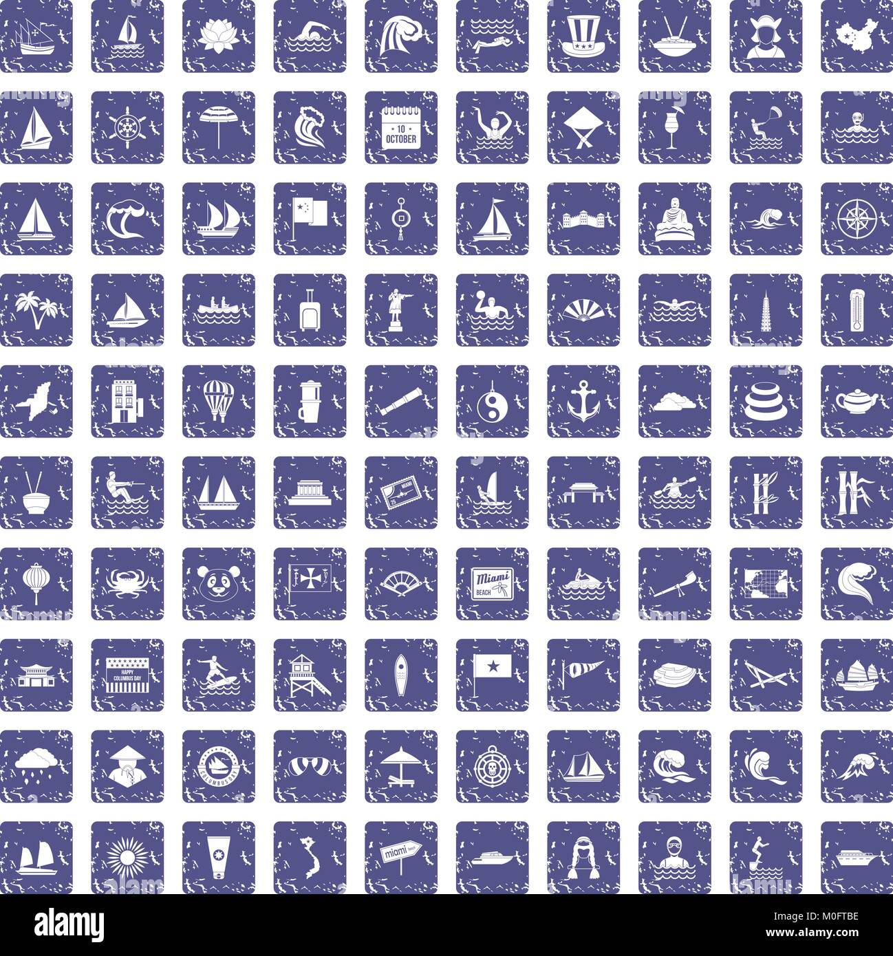 100 sailing vessel icons set grunge sapphire Stock Vector Image & Art ...