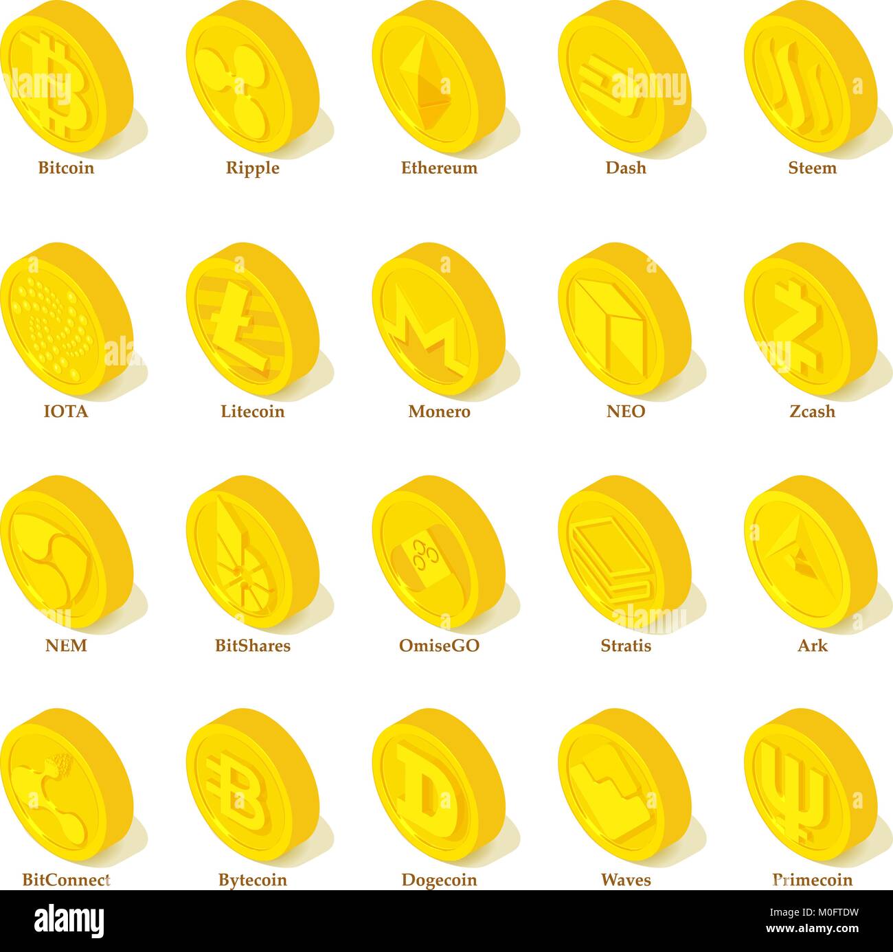 Cryptocurrency types icons set. Isometric illustration of 25 cryptocurrency  types vector icons for web Stock Vector Image & Art - Alamy