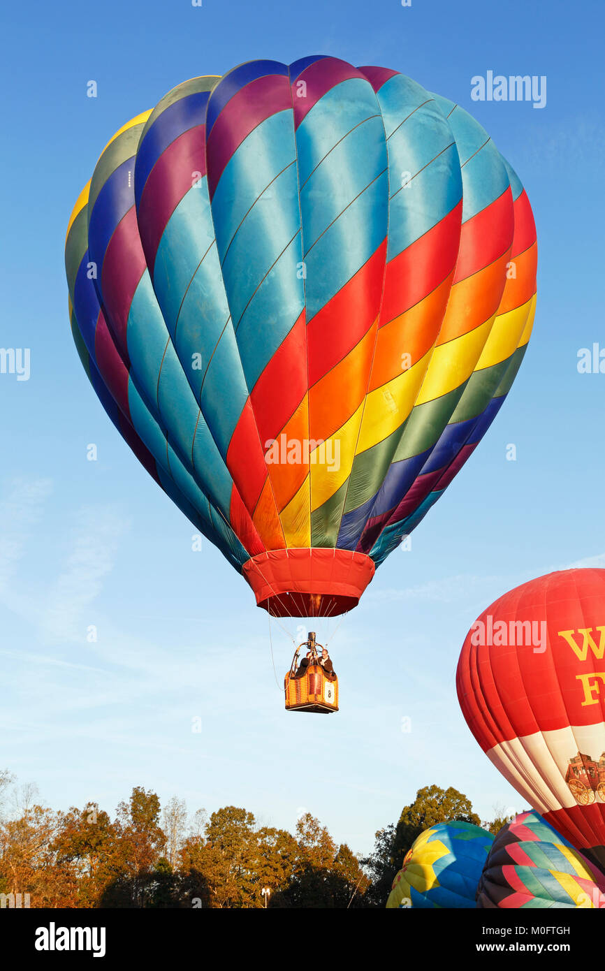 Carolina Balloon Festival, Statesville, North Carolina. Hot air balloon takeoff. Stock Photo