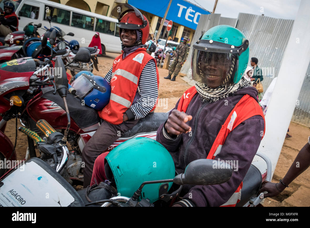 Rwanda, Cyangugu, daily life, mototaxi Stock Photo