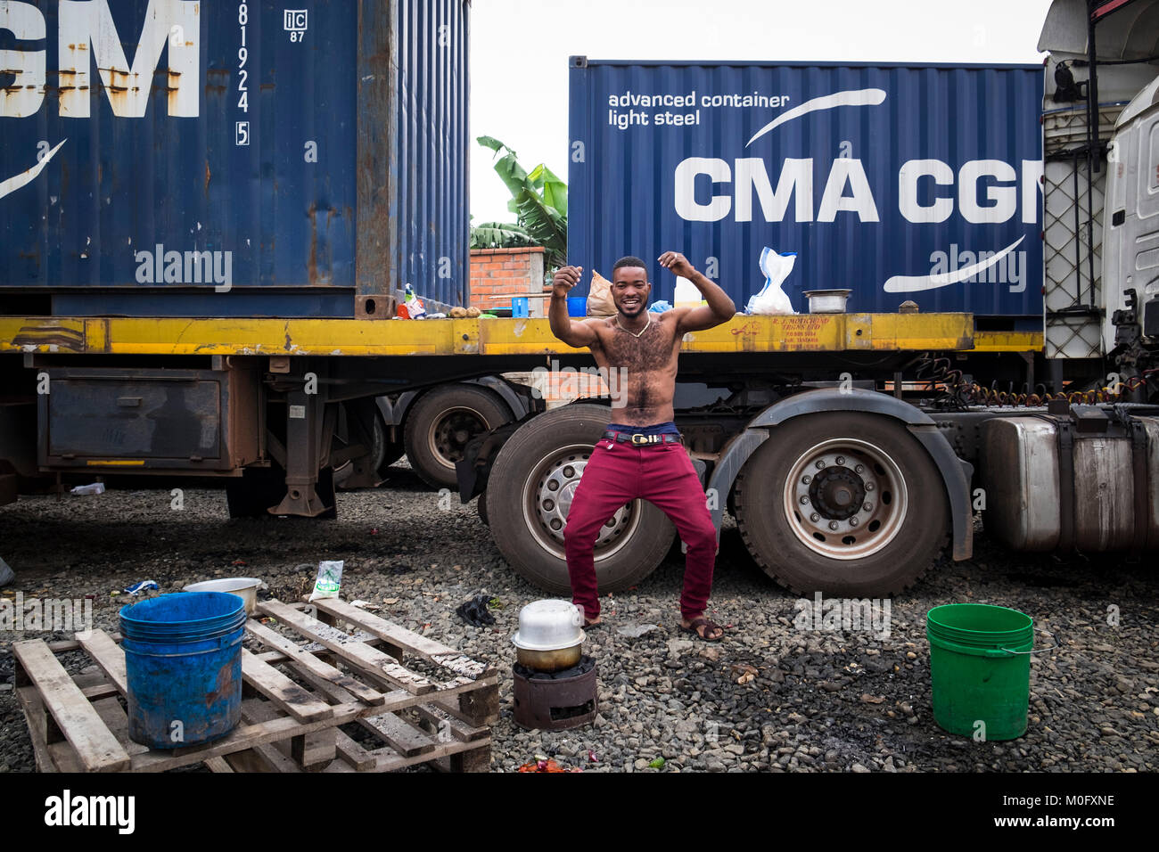 Rwanda, Cyangugu, truck driver Stock Photo
