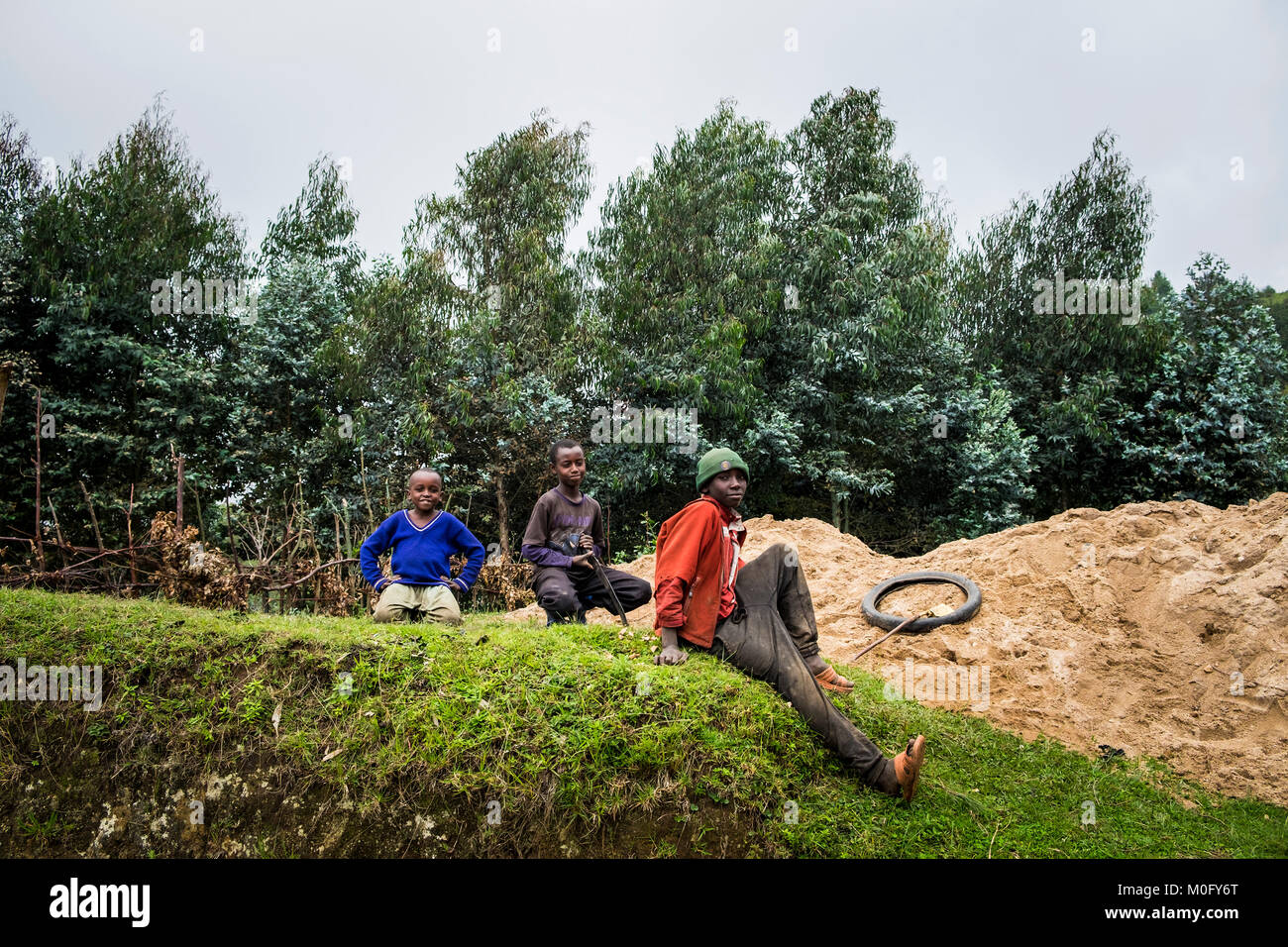 Rwanda, Bisesero, boys Stock Photo