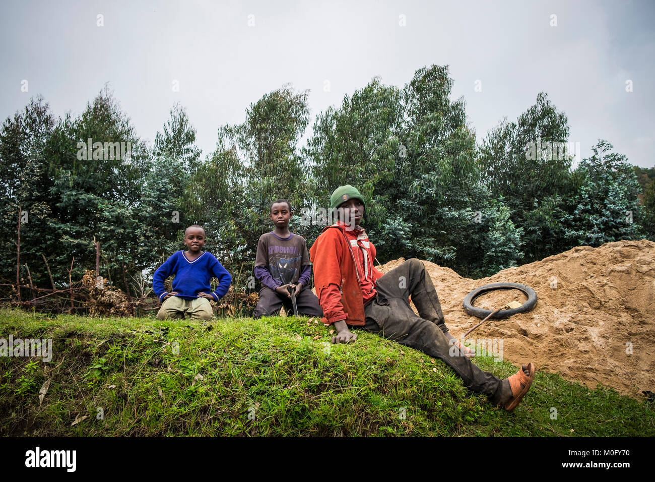 Rwanda, Bisesero, boys Stock Photo