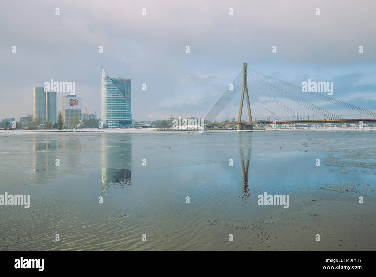 Latvia, Riga, old town center, bridge and architecture. 2018 Travel photo. Stock Photo