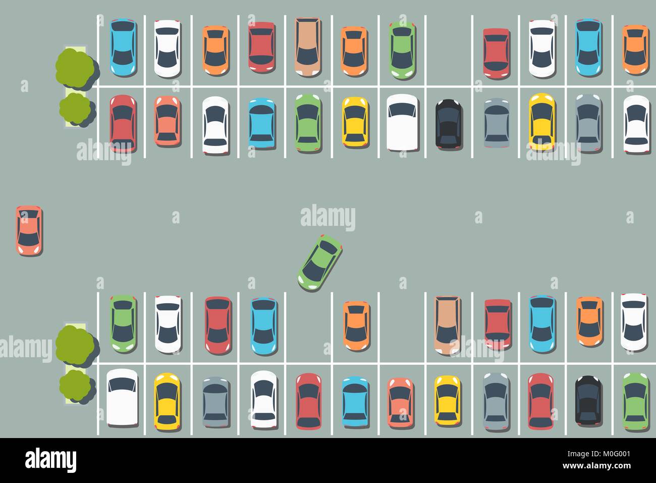 Parking lot illustration - vector car park infrastructure graphics. Stock Vector