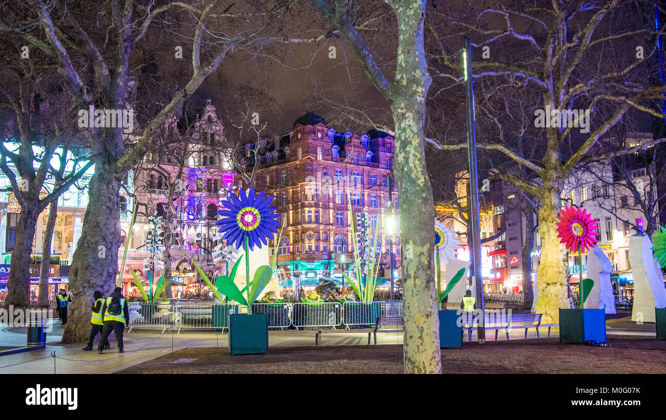 'Lumiere' Light Festival in Leicester Square, London,. Stock Photo