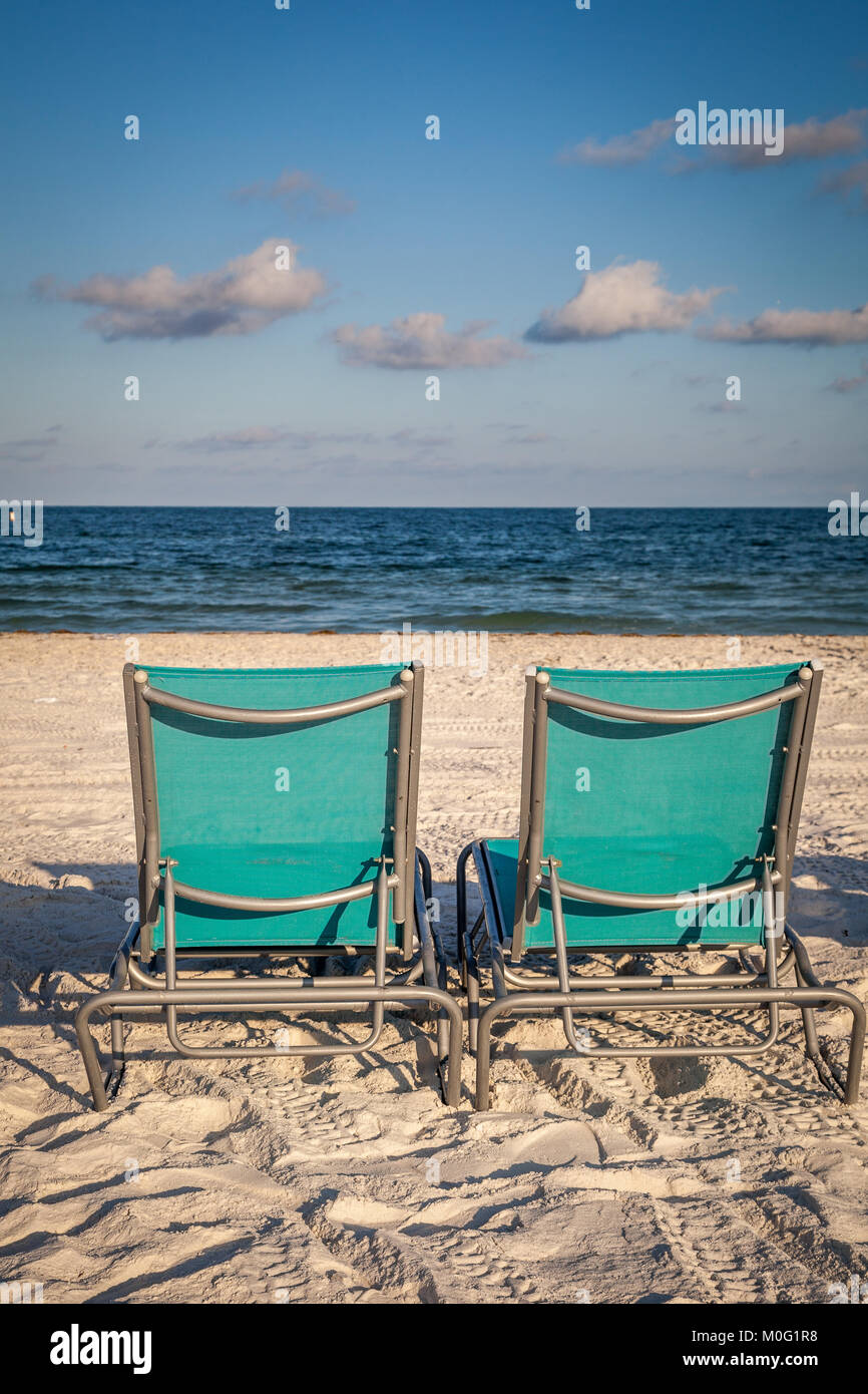 Beach chairs set up for tourists in Clearwater Beach Stock Photo Alamy