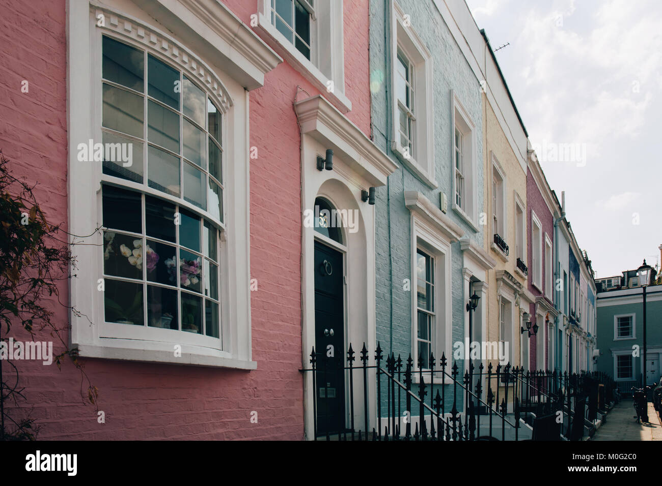 Colourful terraced houses of Notting Hill. Notting Hill is one of the